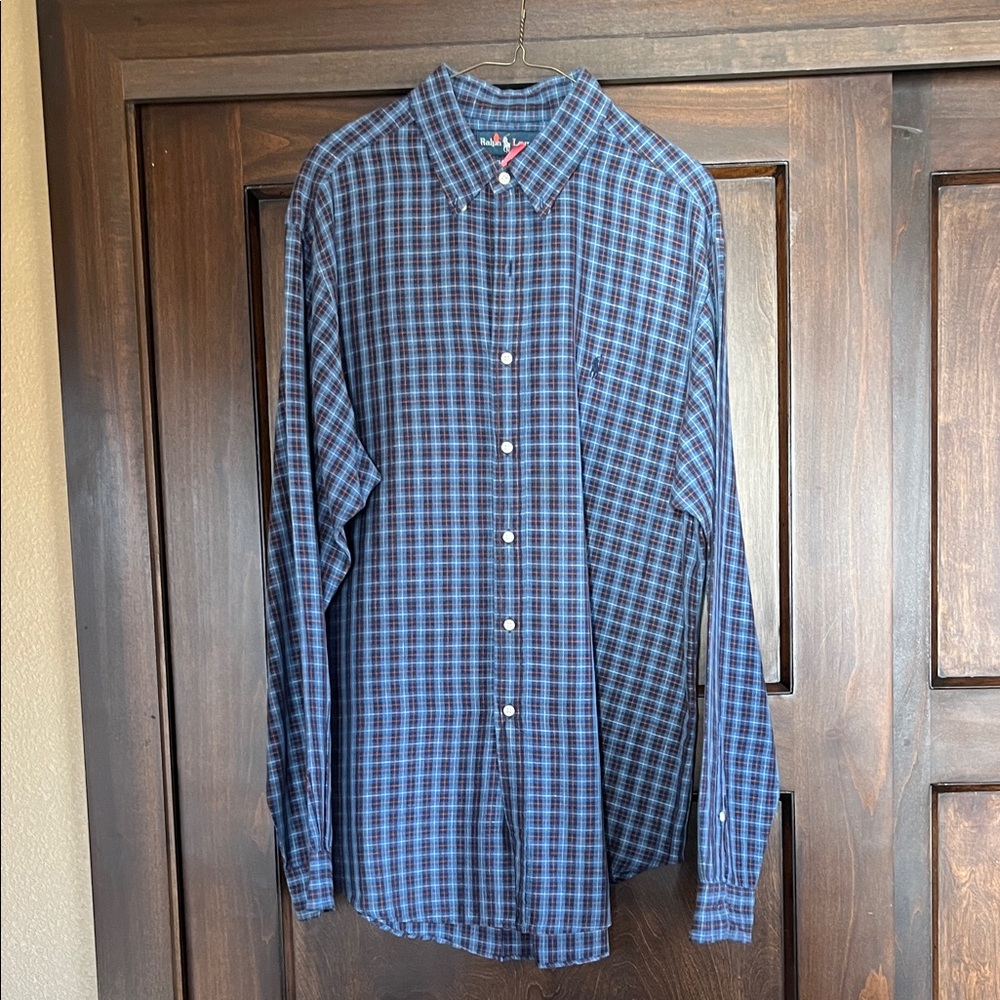 Ralph Lauren Blue and Black Plaid Men's Shirt